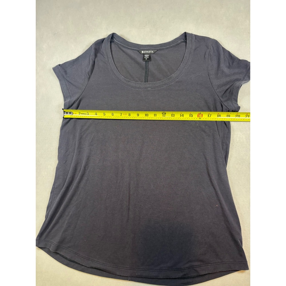 Athleta Womens Scoop Neck Short Sleeve Activewear Tee Charcoal Grey Black Size M - Picture 4 of 5